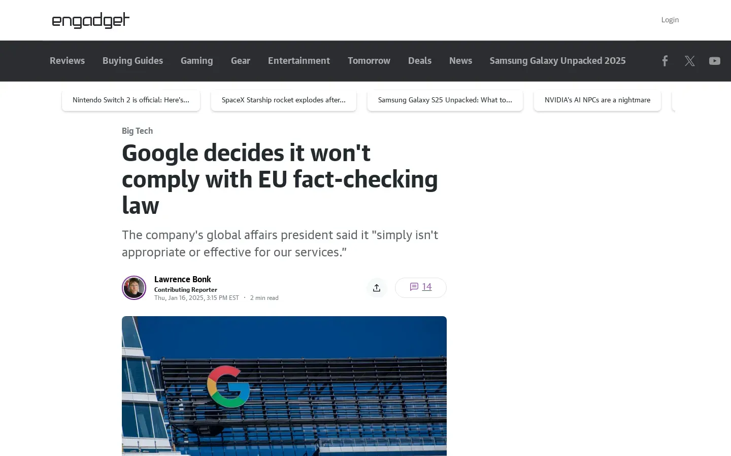 Google Declines to Comply with EU Fact-Checking Law